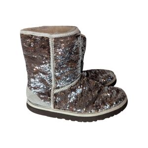Ugg Classic Short Sequin Boots Women's 8 Ugg Boots Gold Uggs Sequin Uggs